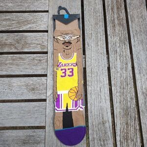 NWT Kareem Abdul Jabbar LA Lakers Stance Socks NEW